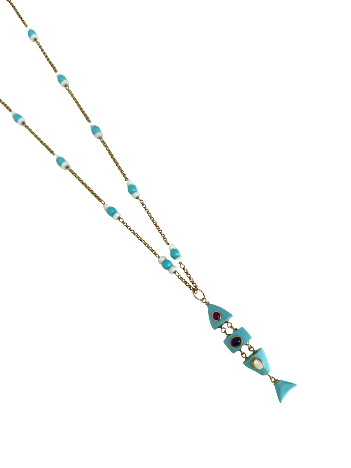 Thin Beaded Chain With Fish Charm