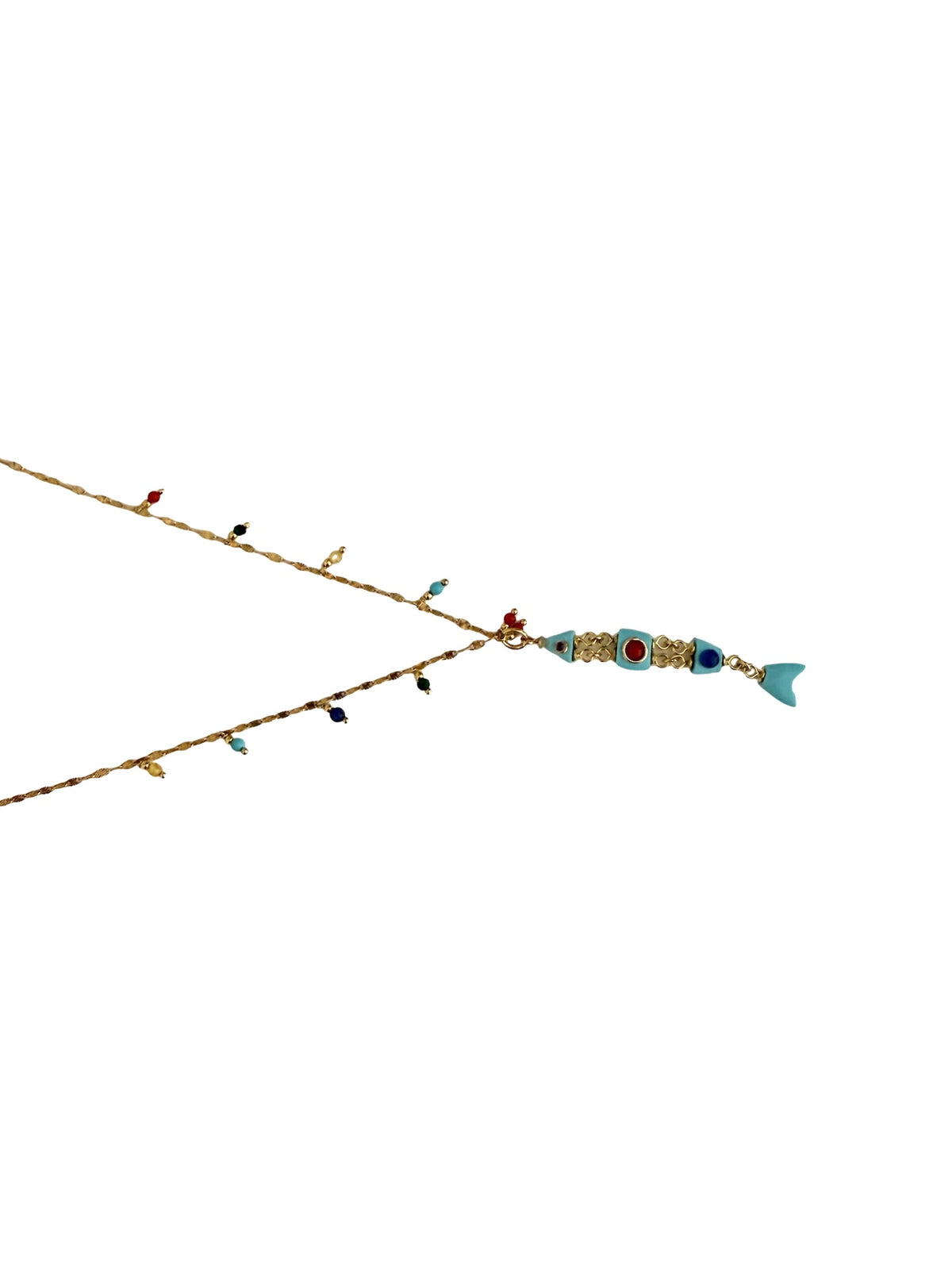 Thin Beaded Chain With Fish Charm