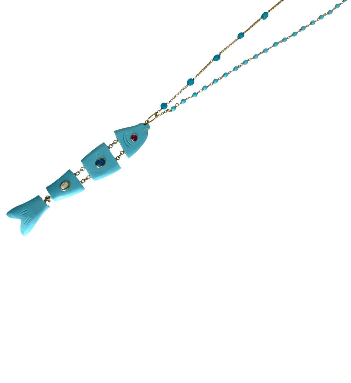 Thin Beaded Chain With Fish Charm