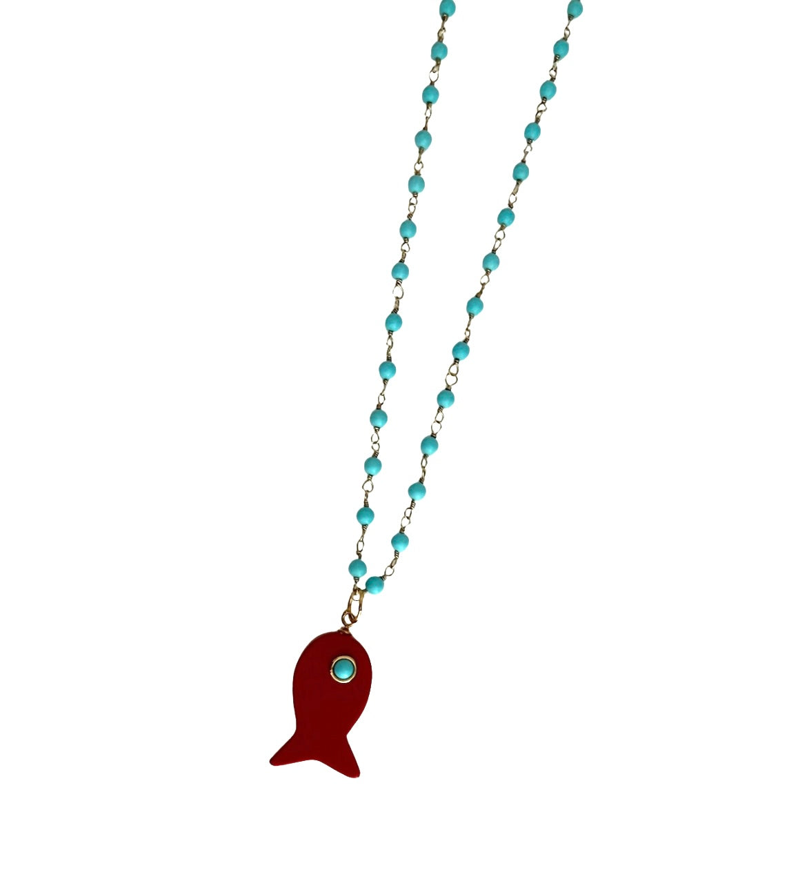 Thin Beaded Chain With Fish Charm