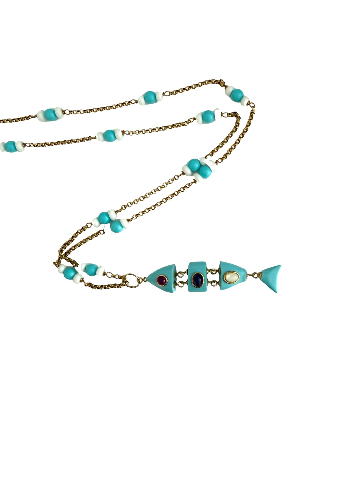 Thin Beaded Chain With Fish Charm