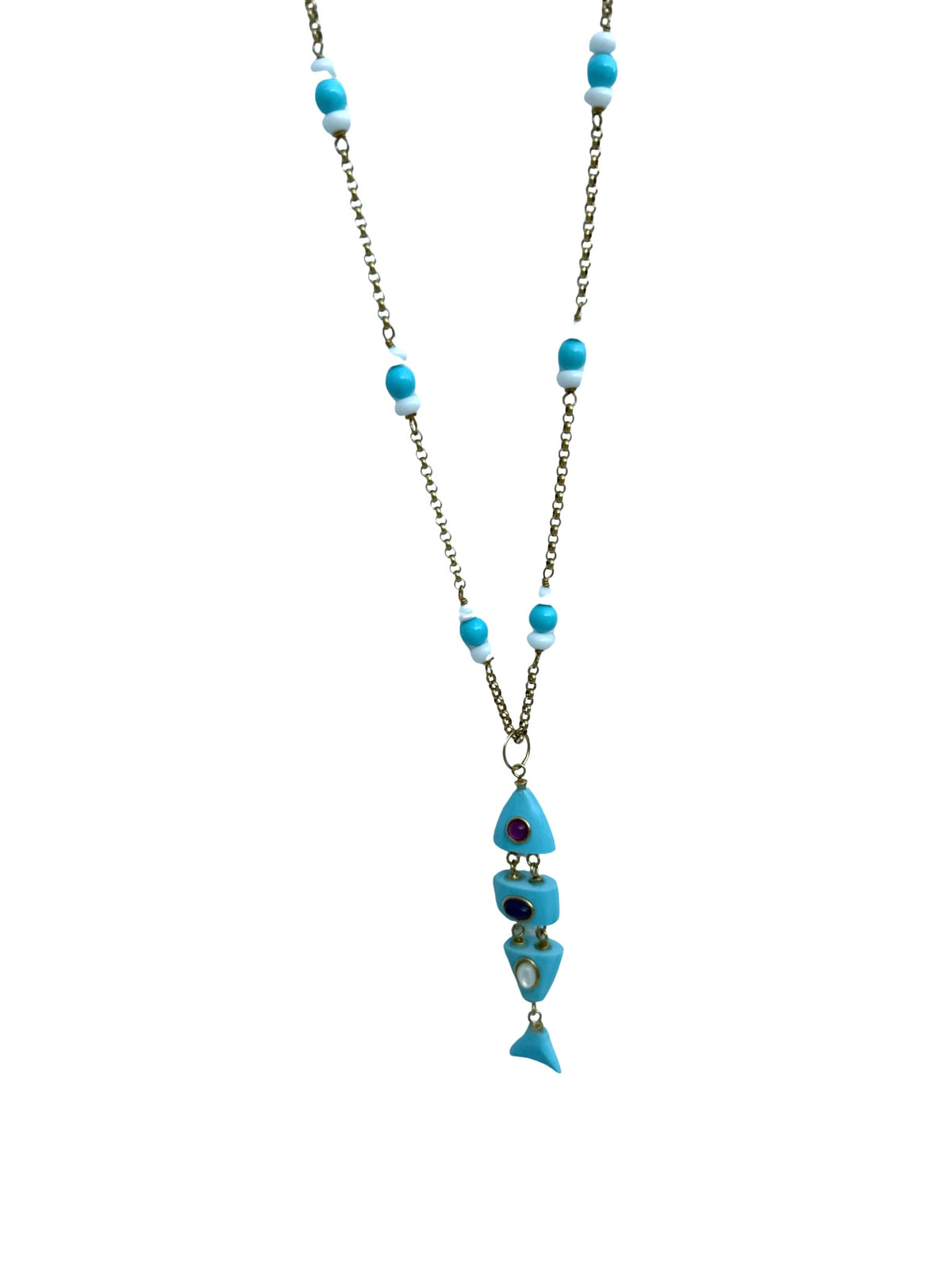 Thin Beaded Chain With Fish Charm