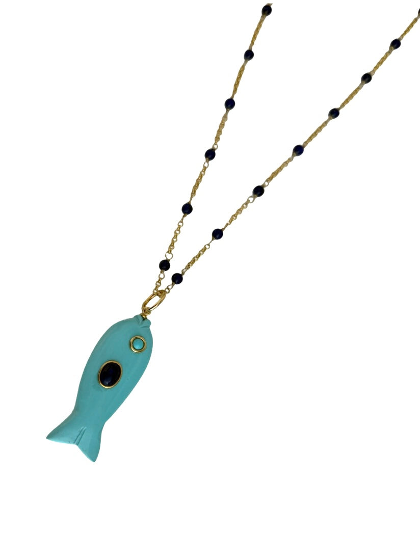 Thin Beaded Chain With Fish Charm