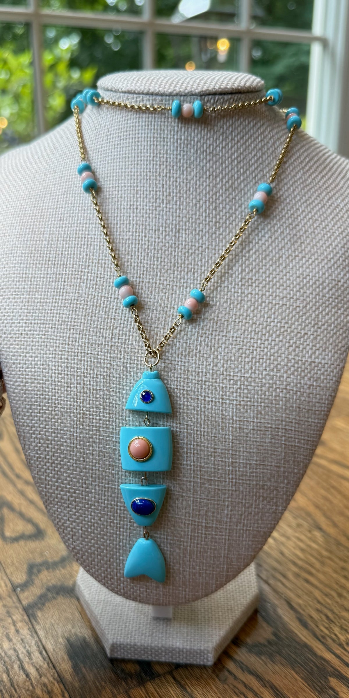Thin Beaded Chain With Fish Charm