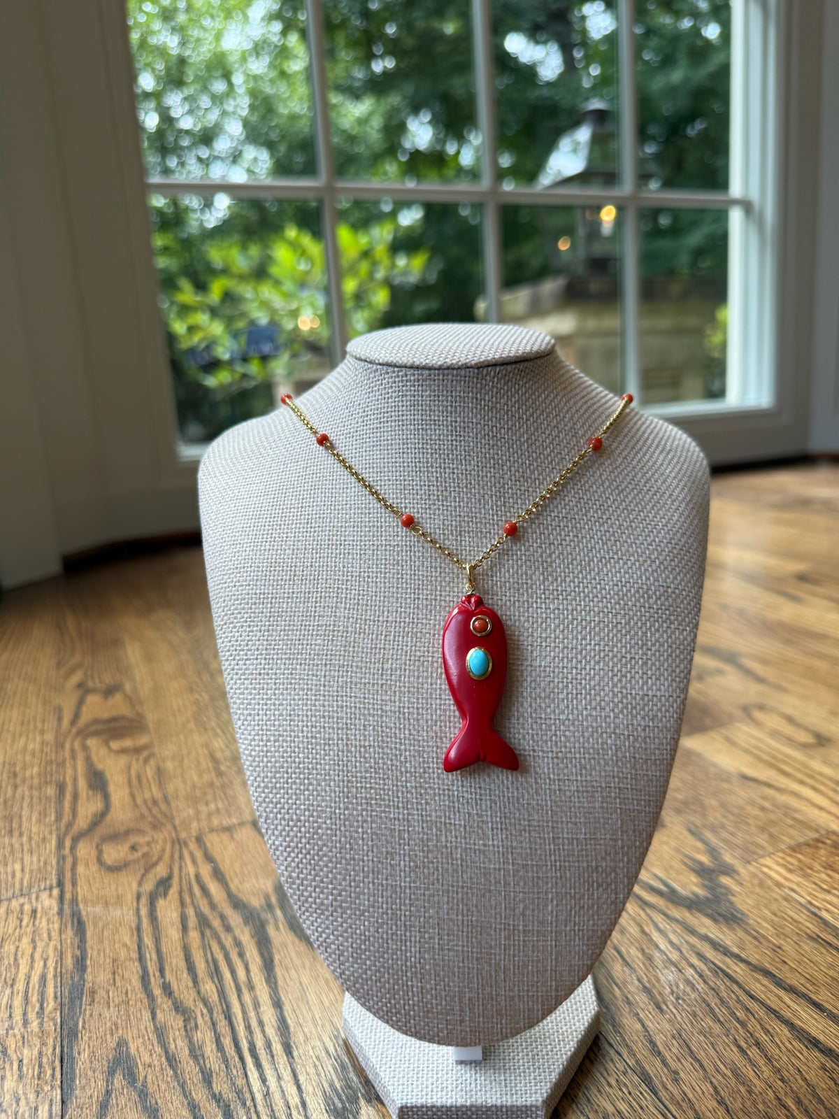 Thin Beaded Chain With Fish Charm