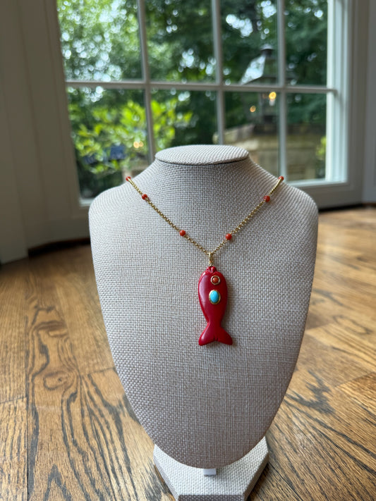 Thin Beaded Chain With Fish Charm