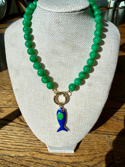 Beaded Necklace With Fish Charm